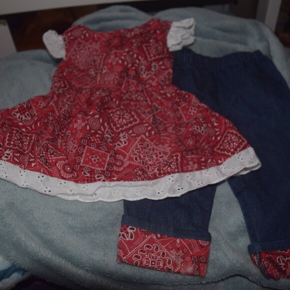 Blueberi Blvd Red Bandana Top Flutter Sleeves and pants 2 pc set 18 months - Picture 1 of 11